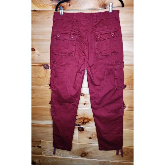 Must Way Cargo Pants Size 34X30 Utility Drawstring Outdoors Red Paratrooper - Picture 11 of 12